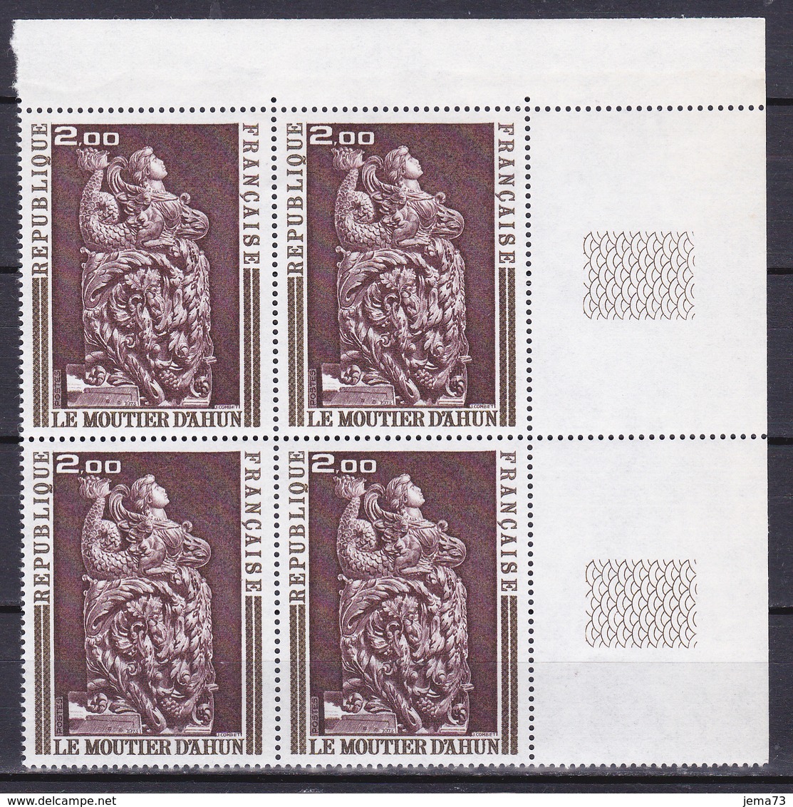 N° 1741 à 1743 Oeuvres D'Art:Chapitre De La Cène Charles Le Brun Moutier D'Ahun:Série En  Blocs De 4  Timbres Neuf - Unused Stamps