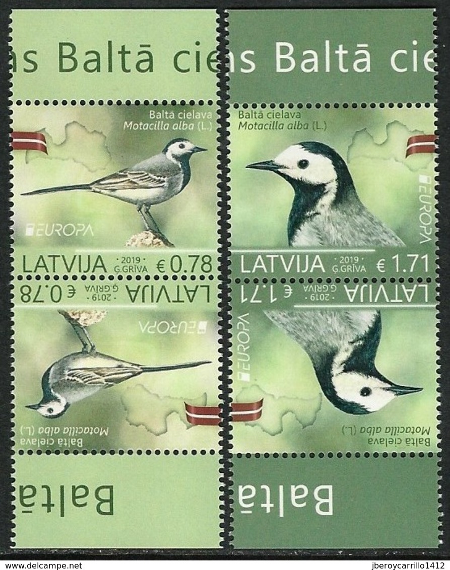 LETONIA /LATVIA /LETTLAND /LETTONIE - EUROPA 2019 -NATIONAL BIRDS.-"AVES - BIRDS - VÖGEL -OISEAUX"- PAR INVERTIDO N - 2019