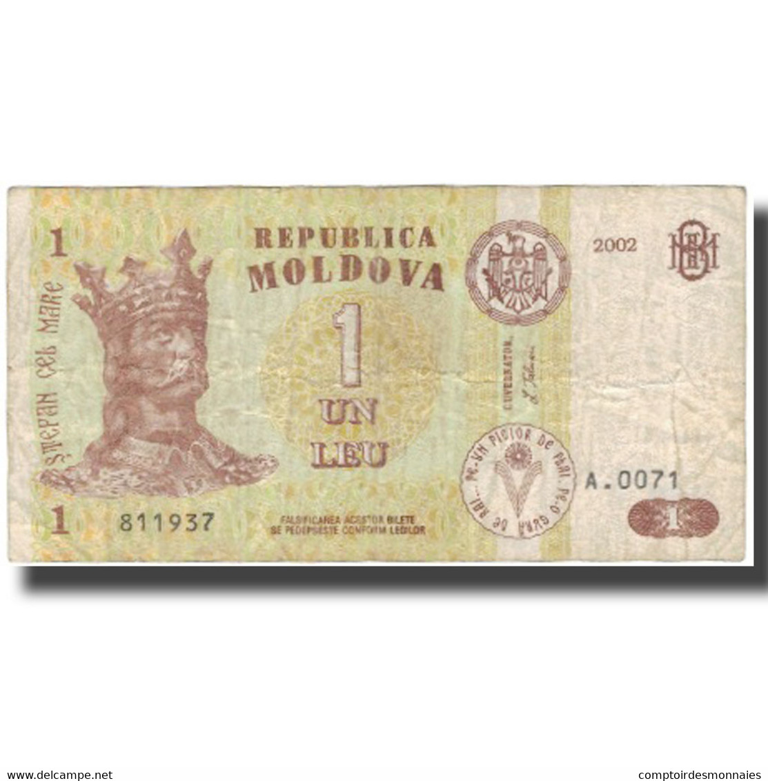 Billet, Moldova, 1 Leu, 2002, 2002, KM:8e, TB - Moldawien (Moldau)