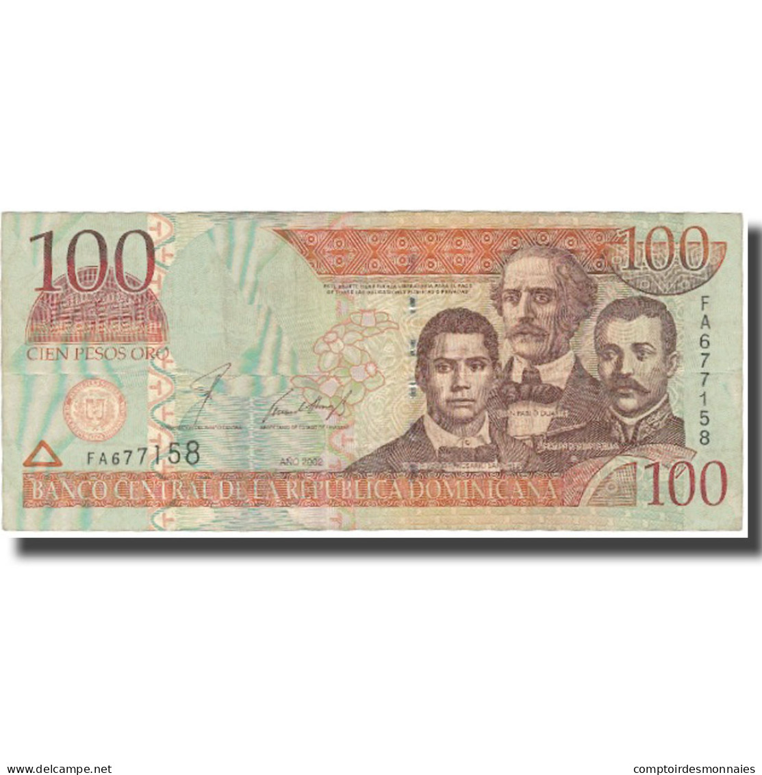 Billet, Dominican Republic, 100 Pesos Oro, 2002, 2002-08-30, KM:175a, TB+ - Dominicaine