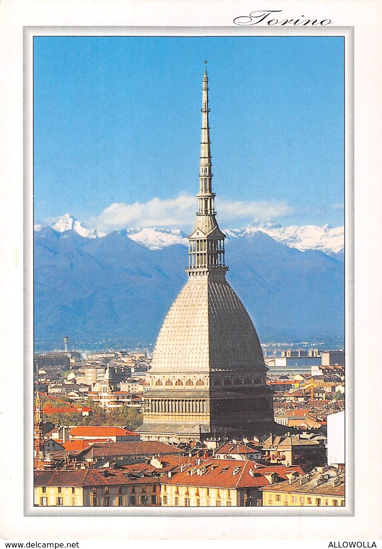 3739" TORINO-LA MOLE ANTONELLIANA E PANORAMA CON LE ALPI " CART. POST. OR. NON SPED. - Mole Antonelliana