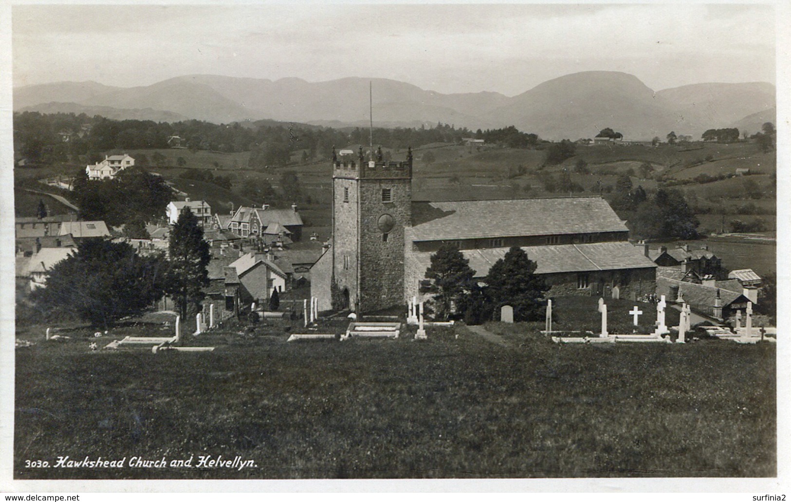 CUMBRIA - HAWKSHEAD - CHURCH AND HELVELLYN RP Cu526 - Hawkshead