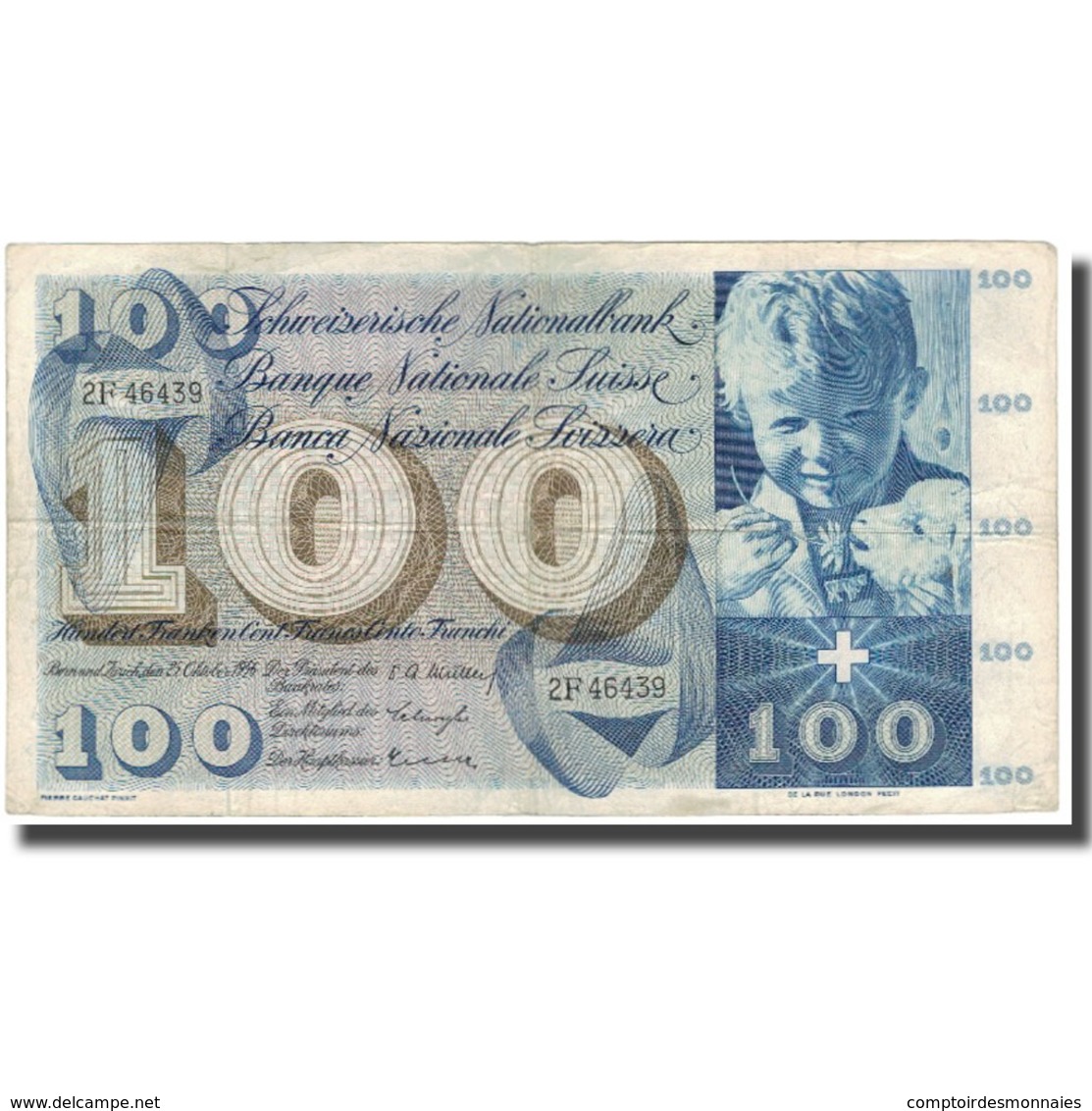 Billet, Suisse, 100 Franken, 1956, 1956-10-25, KM:49a, TTB - Suisse