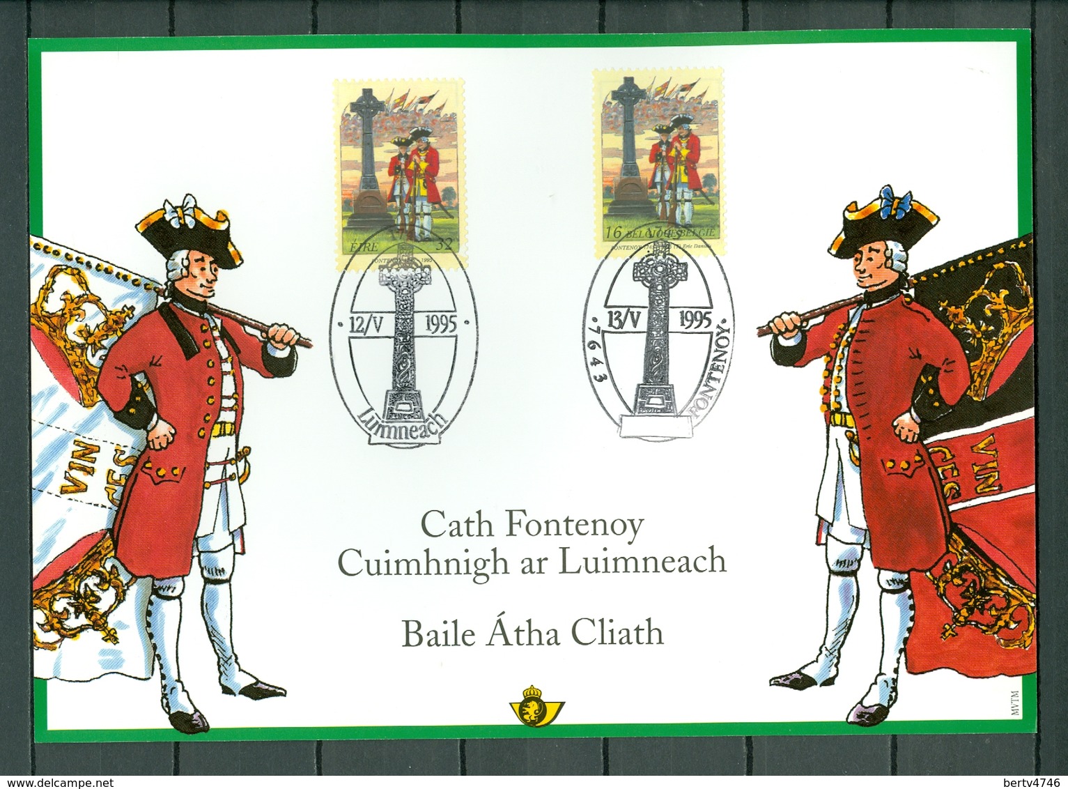 Belgium/Ireland 1995 - Memorial Card - The Battle Of Fontenoy  (2 Scans) - FDC