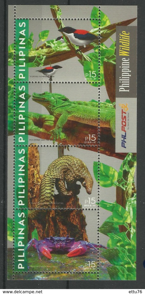 PHILIPPINES  2015  WILDLIFE- BIRDS,REPTILES,CRAB - SHEET   MNH - Andere & Zonder Classificatie