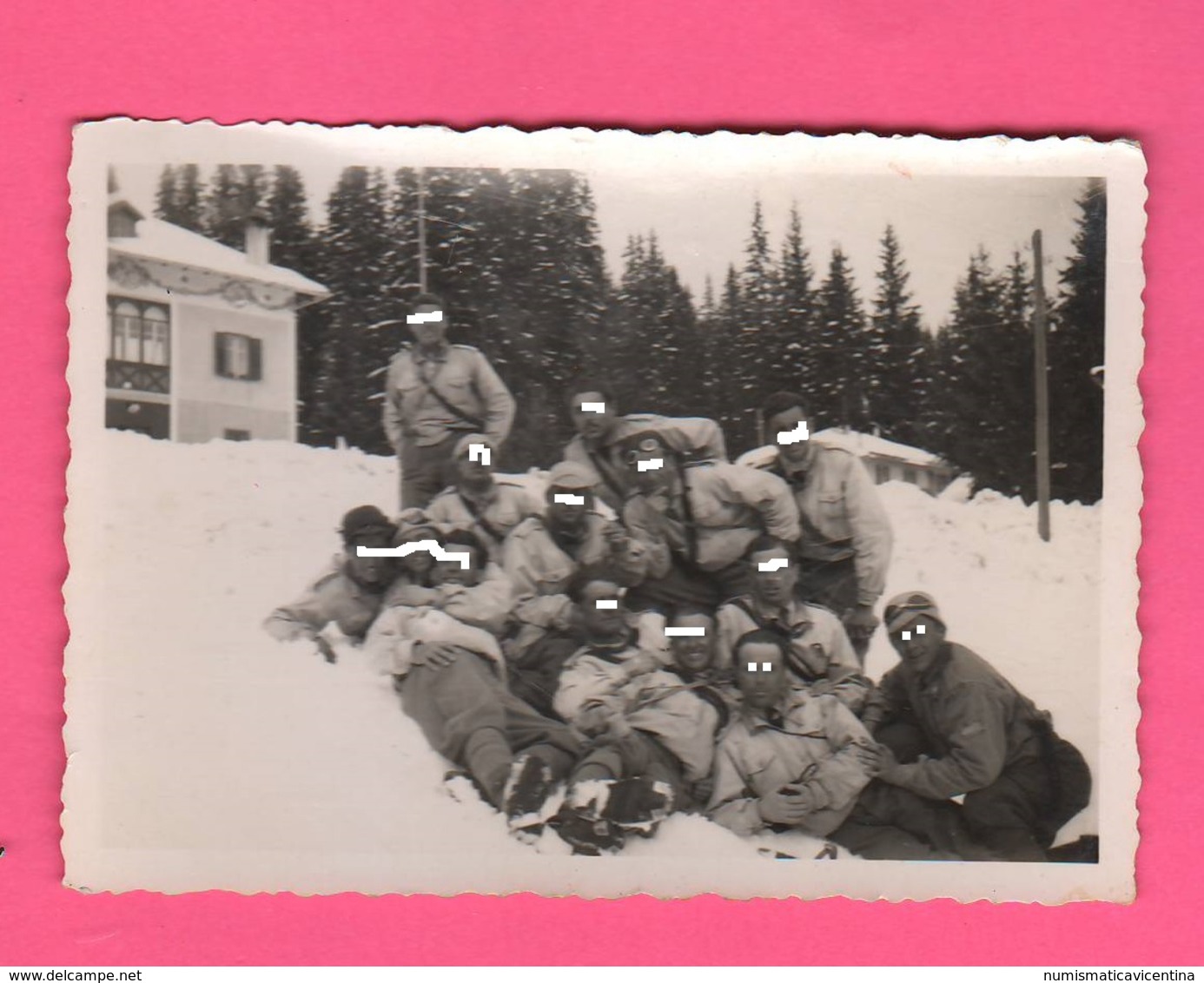 Paneveggio Guardia Alla Frontiera 1937 Foto Di Gruppo Sulla Neve Predazzo Trento - Guerre, Militaire