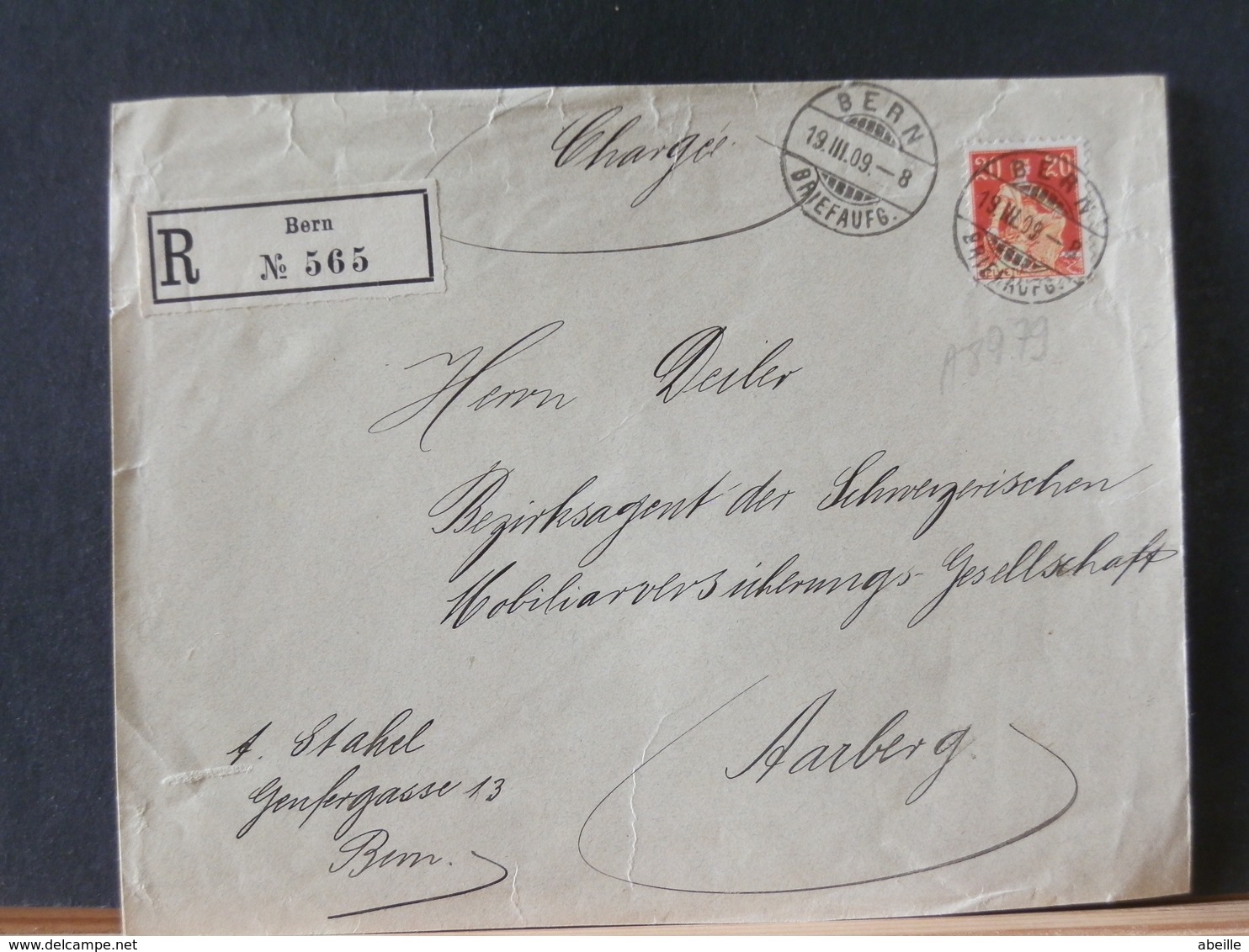 A8979  LETTRE RECOMM  SUISSE BERN  1909 - Lettres & Documents