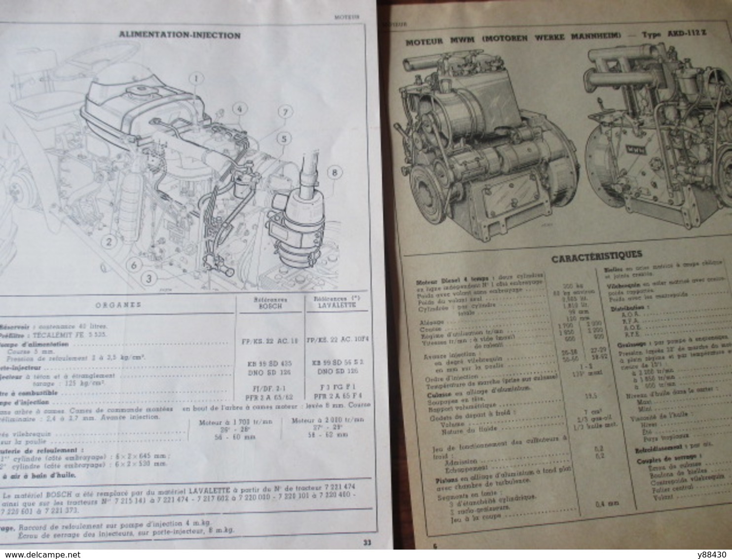 RENAULT - TRACTEURS AGRICOLES - D.22 Type R.7052  &  D.35 Type R.7050 - Mise à Jour De Avril 1961 - 14 Pages - 10 Photos - Machines