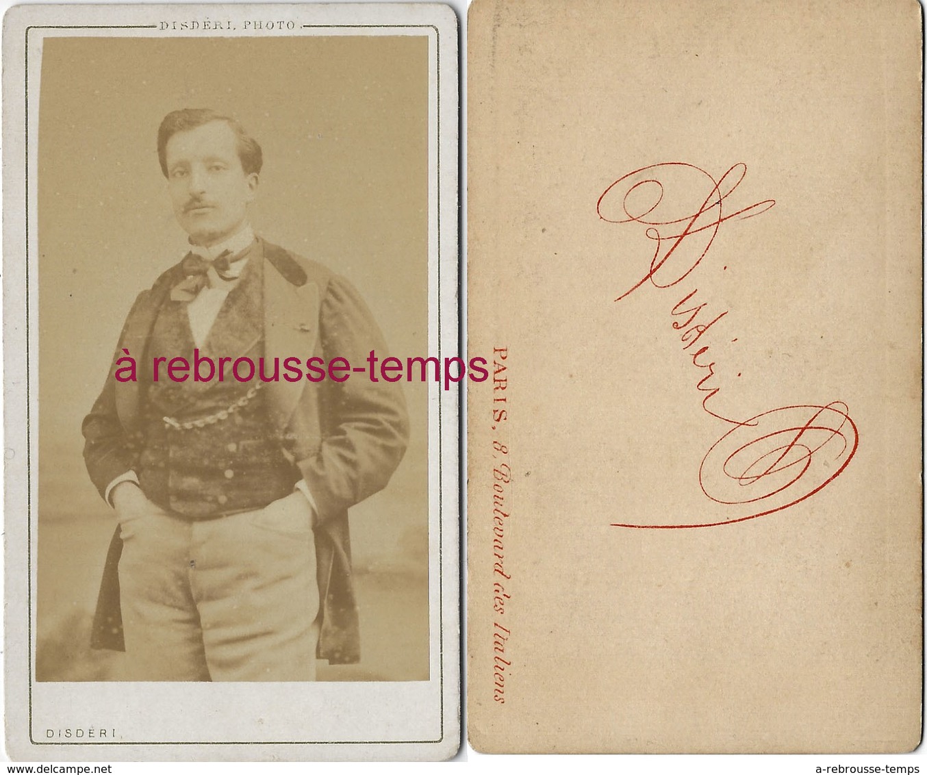 CDV Homme élégant, Allure Décontractée-photo Disdéri à Paris - Old (before 1900)