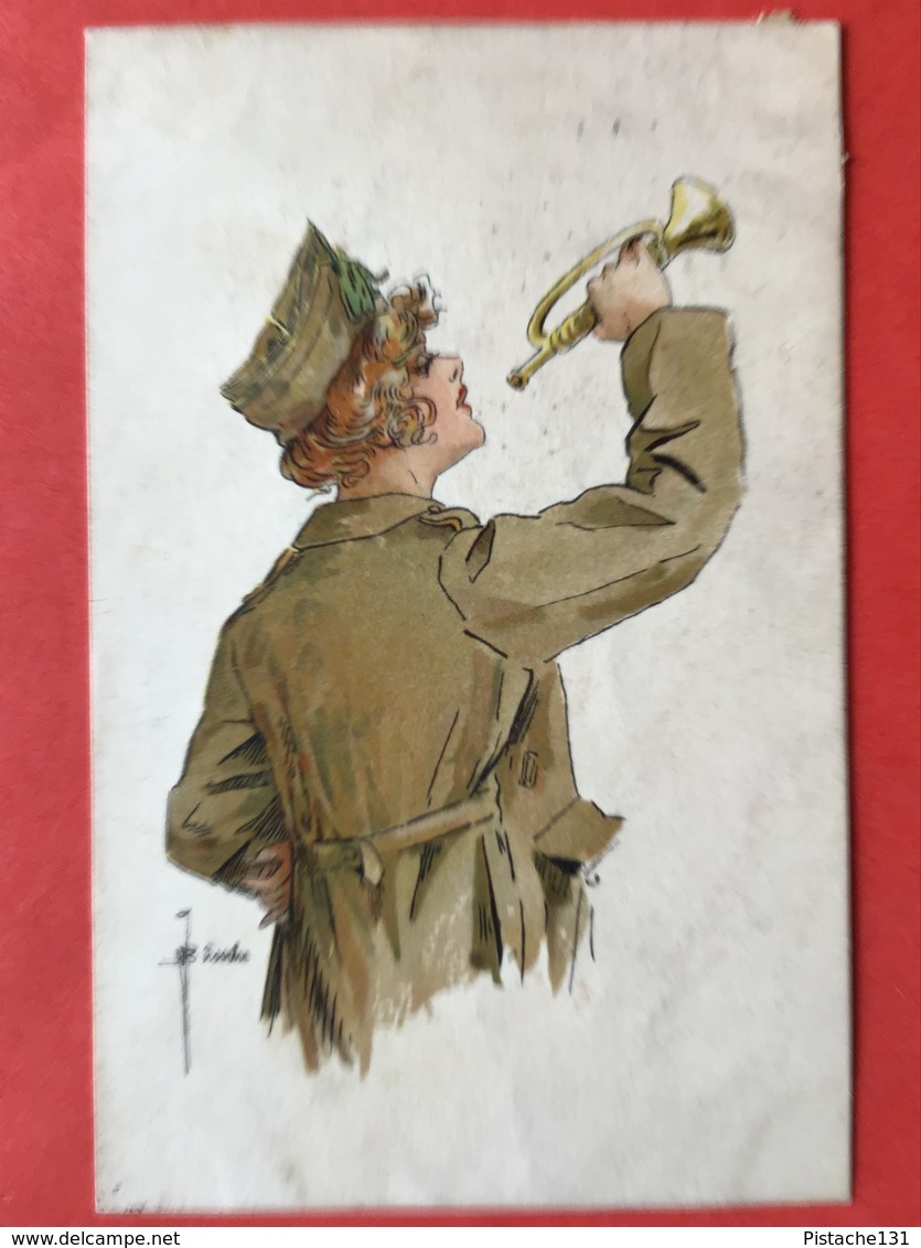 1919 - Illustrateur BUSSCHE - FEMME AVEC TROMPETTE - DAME MET EEN TROMPET - MILITAIR - SOLDAT - Other & Unclassified