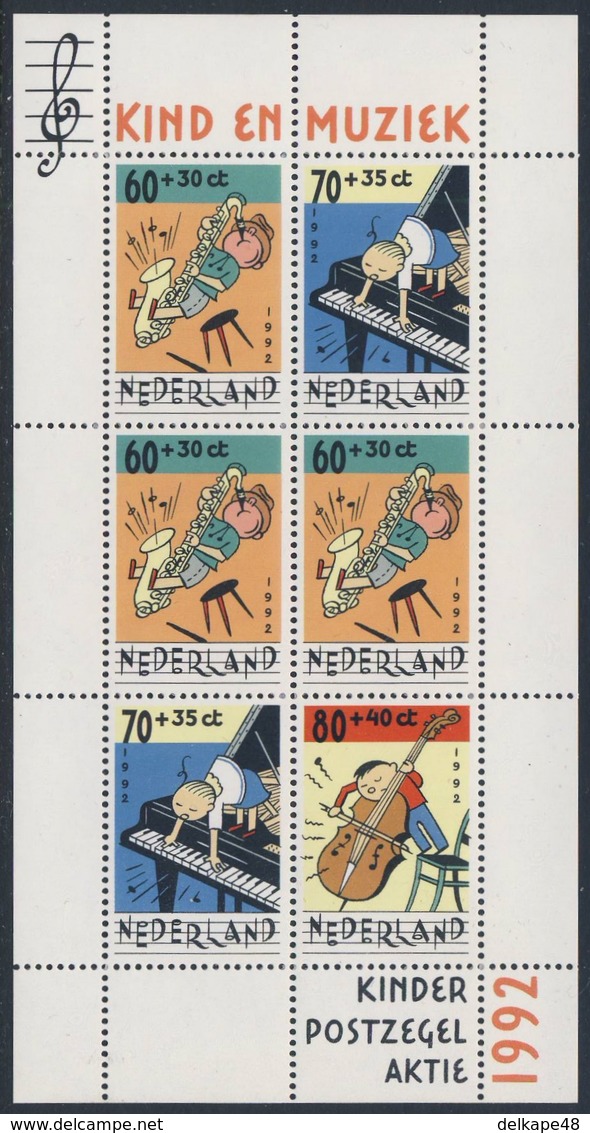 Nederland Netherlands Pays Bas 1992 B 37 YT B37 ** Child-music : Saxophone, Piano / Flügel, Double Bass / Kontrabass - Andere & Zonder Classificatie