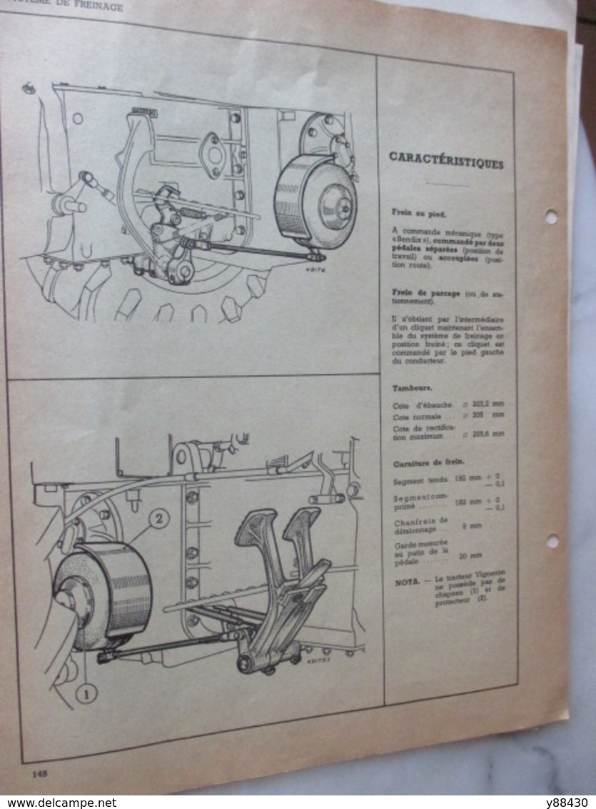 RENAULT - TRACTEURS AGRICOLES manuel de réparation  type R.7052 & R.7050 - Mise à jour de juin 1961 -12 pages -16 photos
