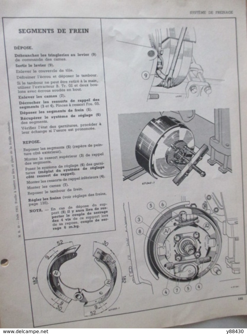 RENAULT - TRACTEURS AGRICOLES manuel de réparation  type R.7052 & R.7050 - Mise à jour de juin 1961 -12 pages -16 photos