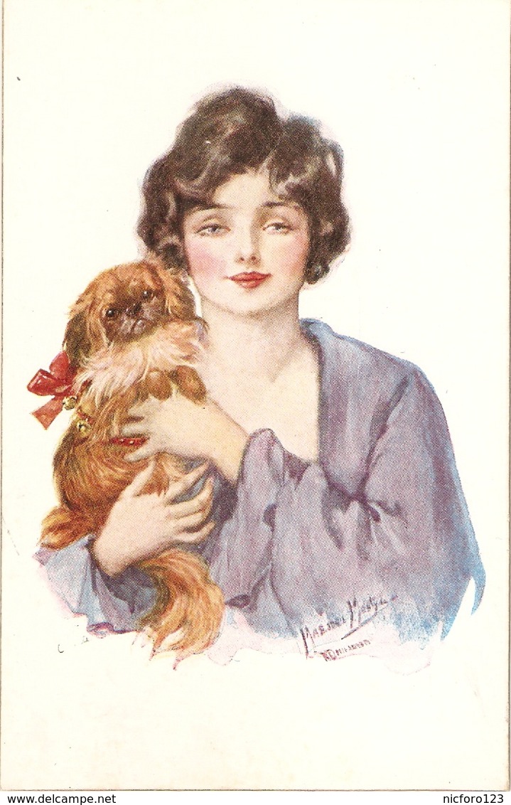 "Pretty Lady With Her Pet" Tuck Oilette My Beauty Series PC # 2374. ARTIST SIGNED - Tuck, Raphael