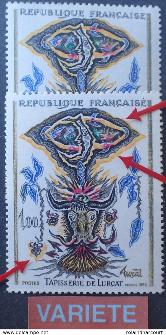 R1949/806 - 1966 - TAPISSERIE DE LURCAT - N°1493 NEUFS** - VARIETE ➤➤➤ Décalage Du Jaune Vers Le Bas - Unused Stamps