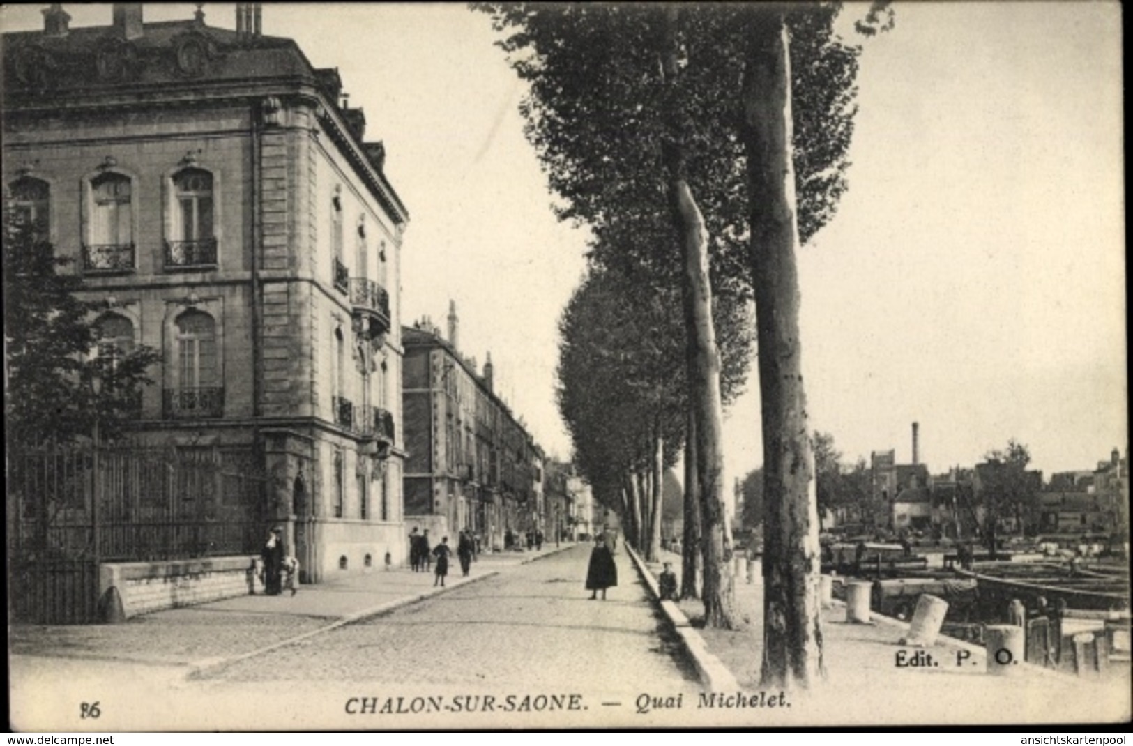 Cp Chalon Sur Saône Saône Et Loire, Quai Michelet, Piétons, Arbres - Autres & Non Classés