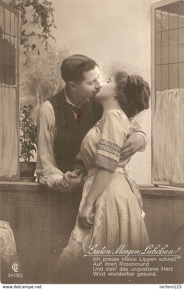 "Couple.The Kiss" Nice Antique German Postcard - Women