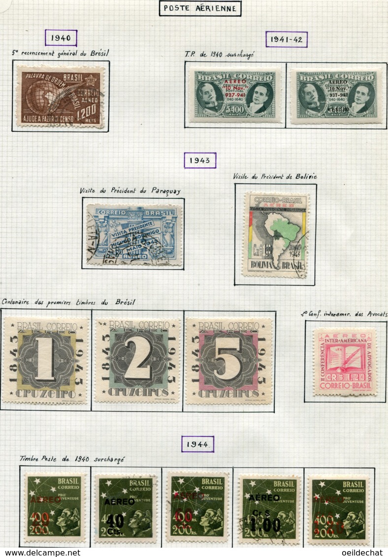 12905 BRESIL Collection Vendue Par Page PA 32 - 45     */  °  1940 - 44  B/TB - Airmail