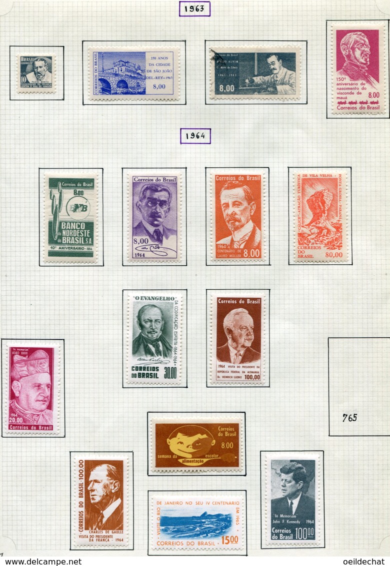 12893 BRESIL Collection Vendue Par Page N° 746- 764 */ °  1963-64  B/TB - Nuevos