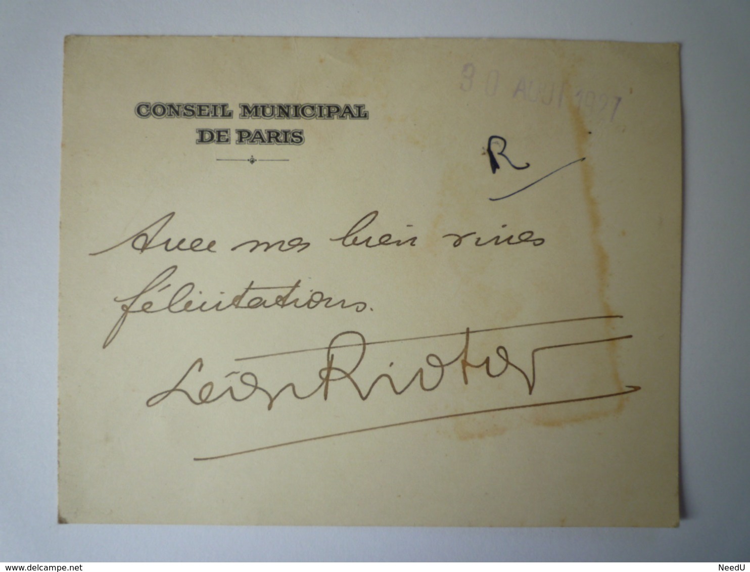 GP 2019 - 1188  DOC  Conseil Municipal De Paris  1927   XXX - Ohne Zuordnung