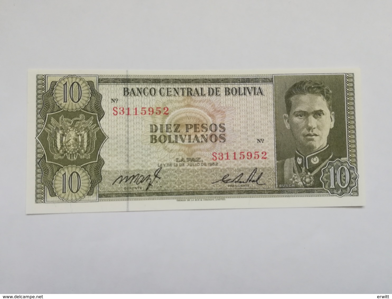BOLIVIA 10 PESOS 1962 - Bolivia