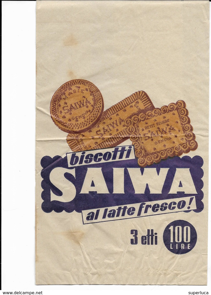 6-BISCOTTI SAIWA AL LATTE FRESCO(3 ETTI  100 LIRE)-SACCHETTO PUBBLICITARIO - Pubblicitari