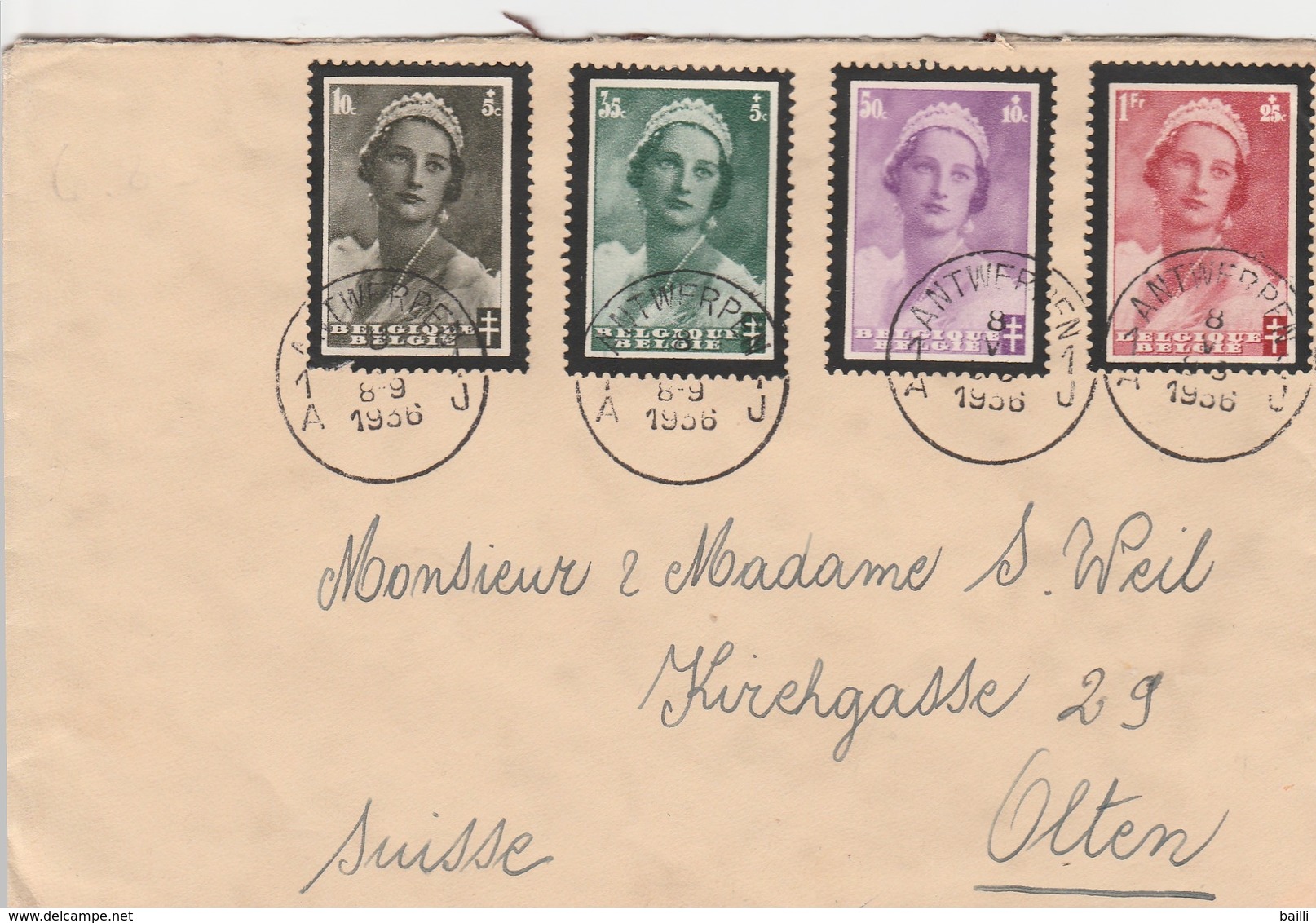 Belgique Jolie Lettre Pour La Suisse 1936 - Storia Postale