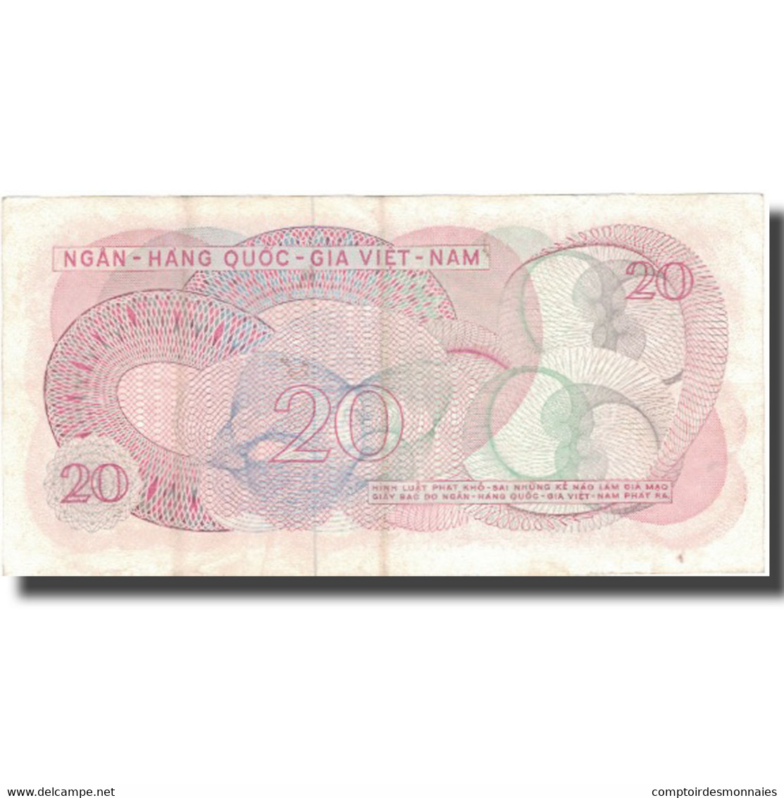 Billet, South Viet Nam, 20 D<ox>ng, Undated (1969), KM:24a, TTB - Vietnam