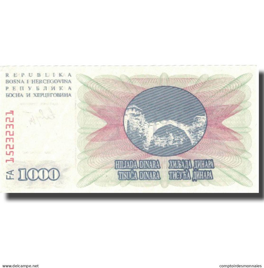 Billet, Bosnia - Herzegovina, 1000 Dinara, 1992, 1992-07-01, KM:15a, SUP - Bosnia And Herzegovina