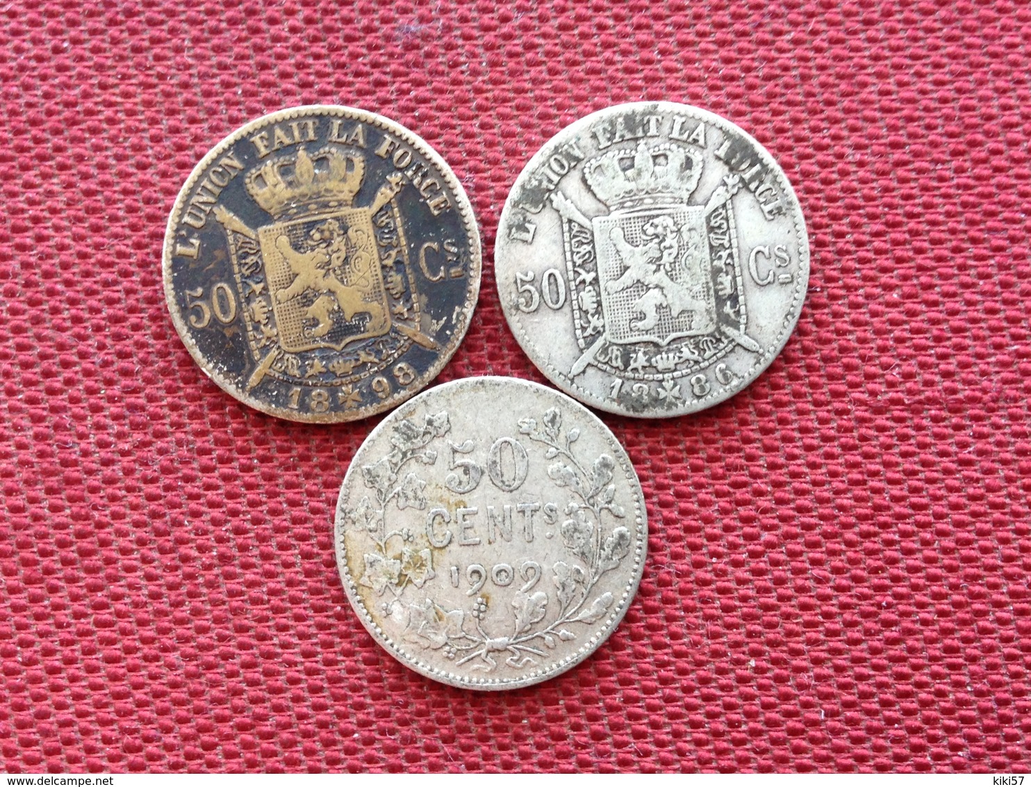 BELGIQUE Lot De 3 Monnaies De 1/2 Francs Argent - 50 Centimes