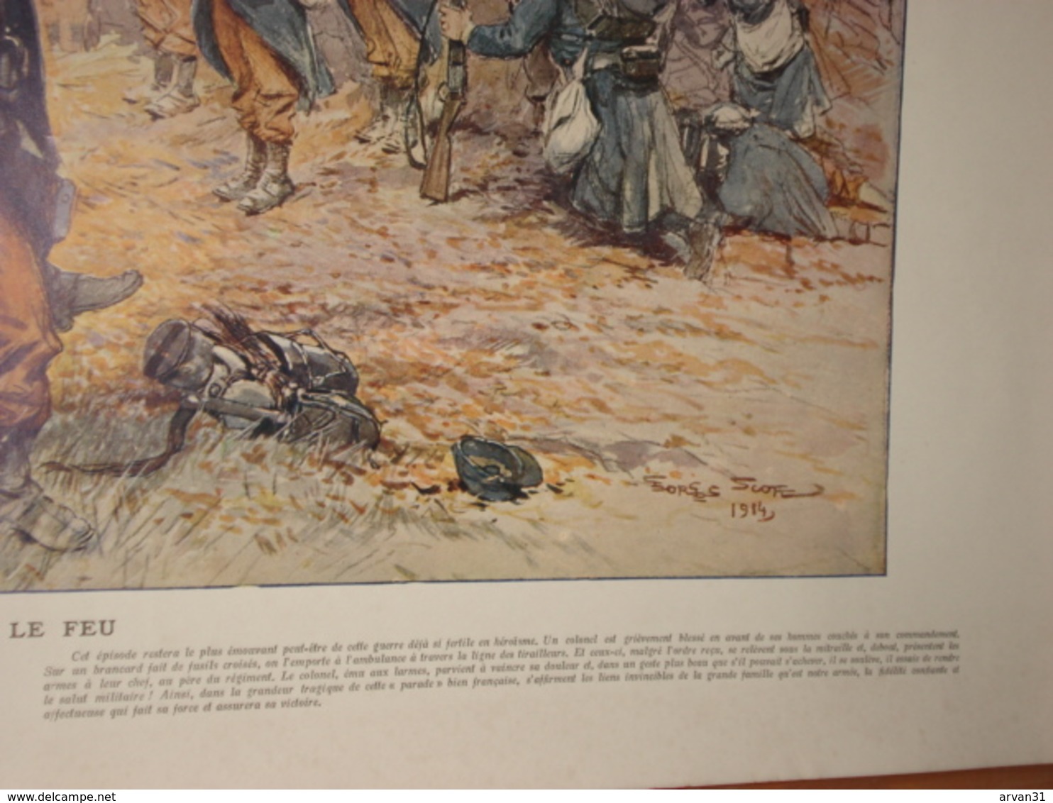AFFICHE  Sur LES HONNEURS SOUS LE FEU - AQUARELLE  De Georges SCOTT  - - 1914-18