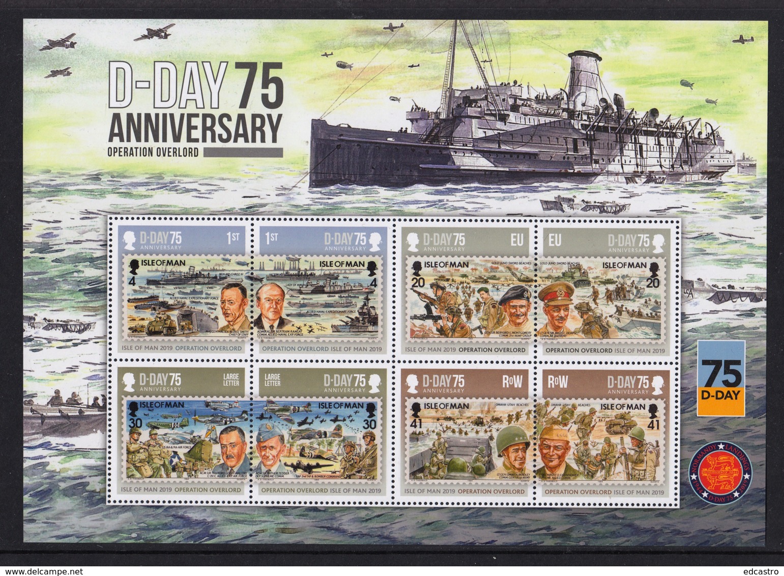 7.- ISLE OF MAN 2019 D-Day 75 - Commemorative Sheetlet - WW2 (II Guerra Mundial)