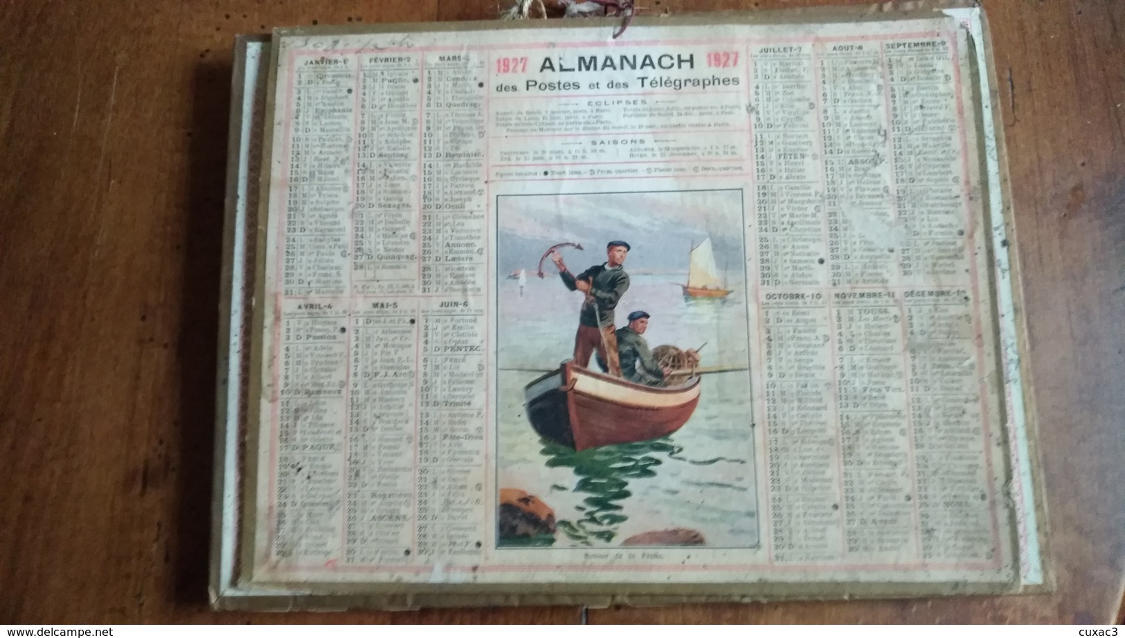 Calendrier Des Postes Et Des Télégraphes 1927 - Retour De Pêche - Grand Format : 1921-40