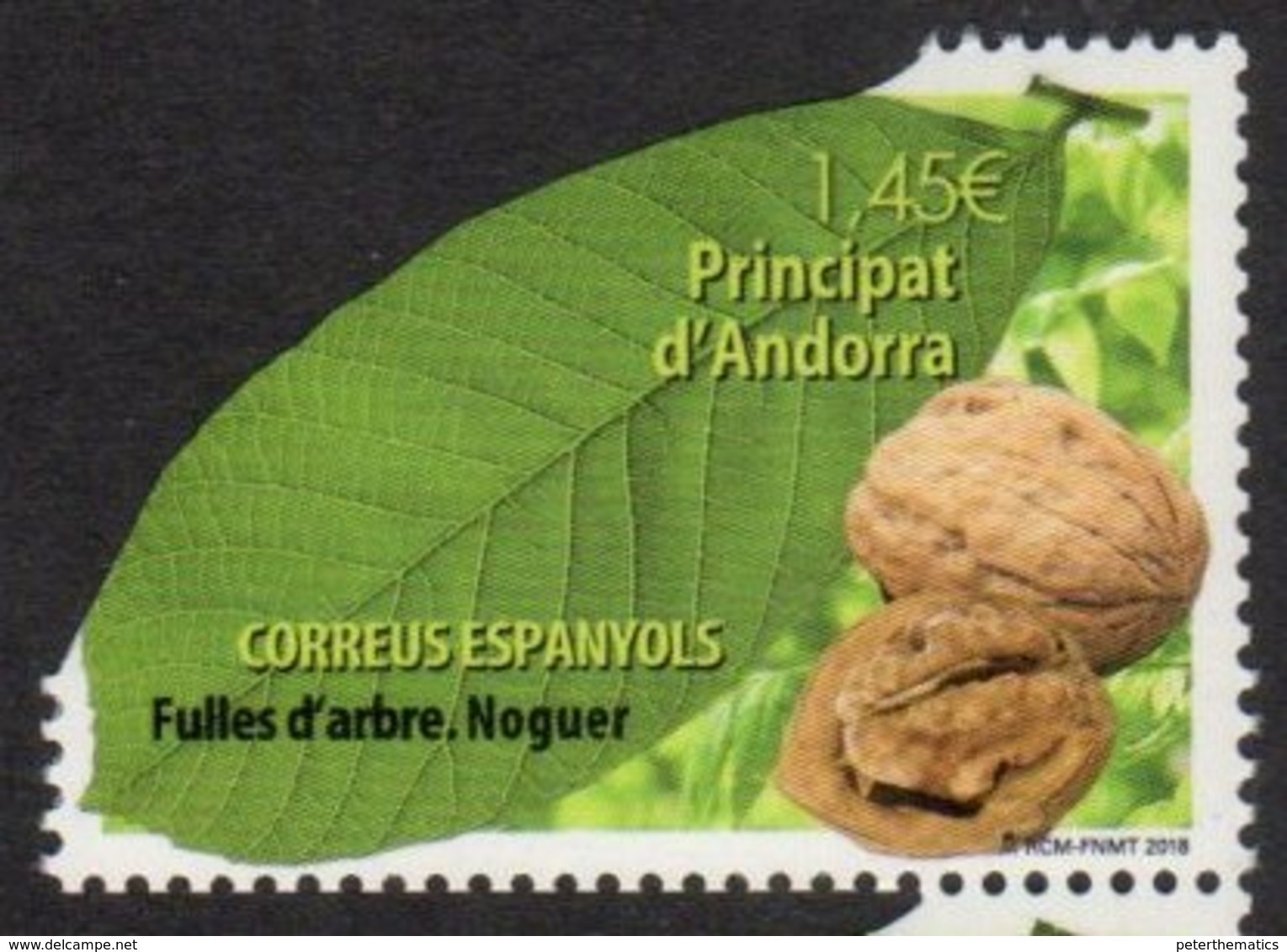 SPANISH ANDORRA, 2018, MNH, TREES, WALNUTS, 1v, LEAF-SHAPE STAMP! - Trees