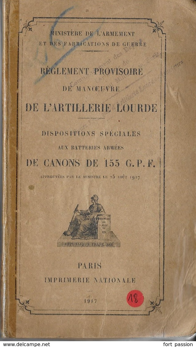 Règlement De Manoeuvre De L'artillerie Lourde   Canons De 155 GPF - French