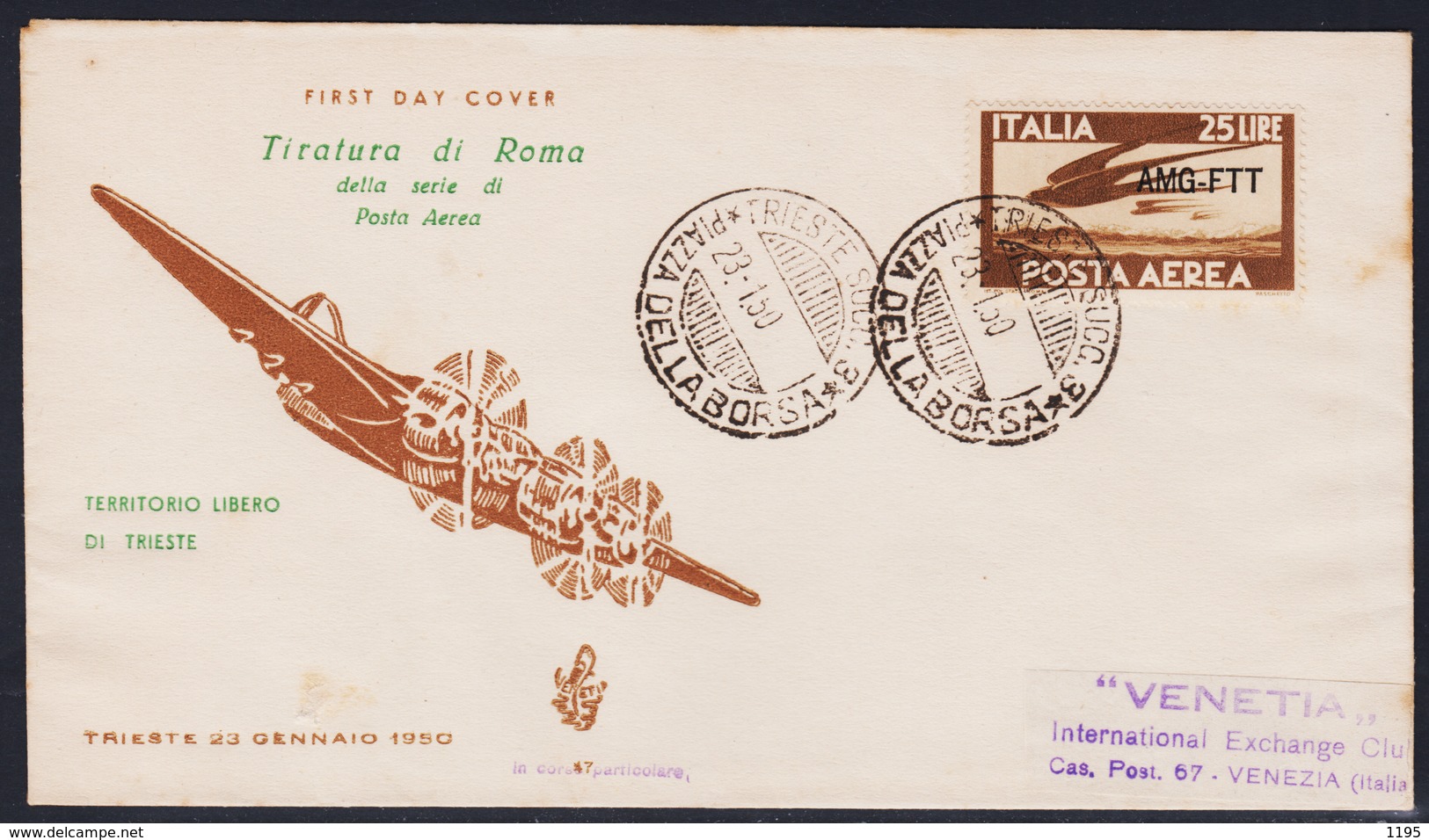 Trieste AMG-FTT PA 21 FDC Venetia Posta Aerea (04974) - Usati