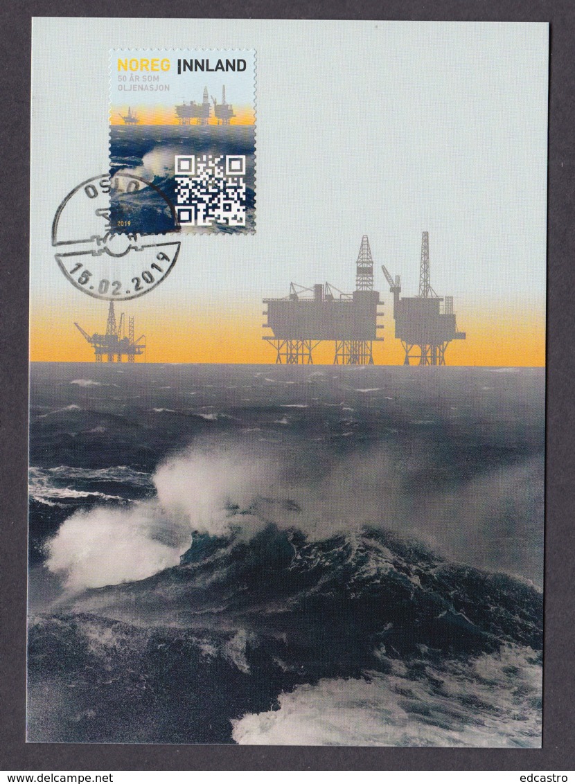 3.- NORWAY 2019 MAXIMUM CARD 50 Years Of Oil Production - Petróleo