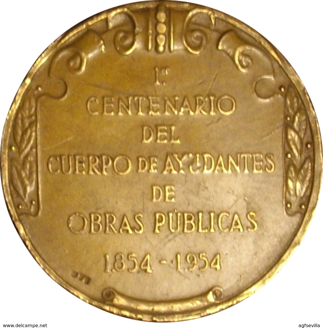 ESPAÑA. MEDALLA 1er CENTENARIO CUERPO DE AYUDANTES DE OBRAS PÚBLICAS. 1.954. BRONCE. ESPAGNE. SPAIN MEDAL - Profesionales/De Sociedad