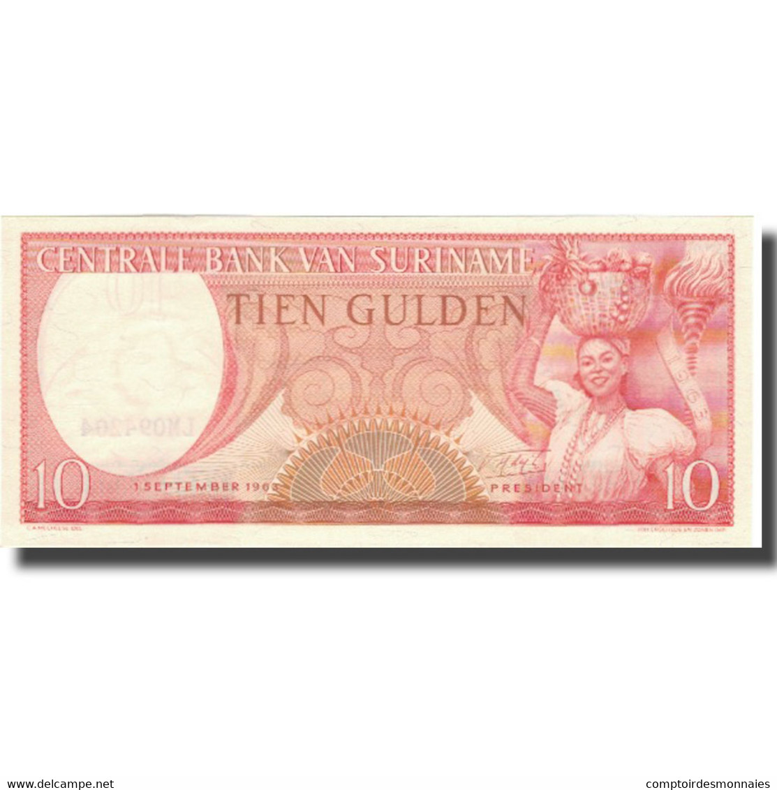 Billet, Surinam, 10 Gulden, 1963, 1963-09-01, KM:121, SUP+ - Surinam