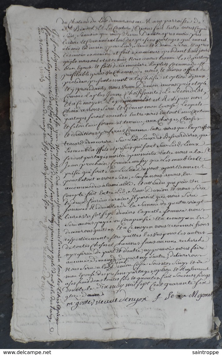 Manuscrit De 1746.Belle Calligraphie.Succession Mathurin Gomeu, Yvré-le-Pôlin.Le Mans Paroisse "La Couture". - Manuscripten