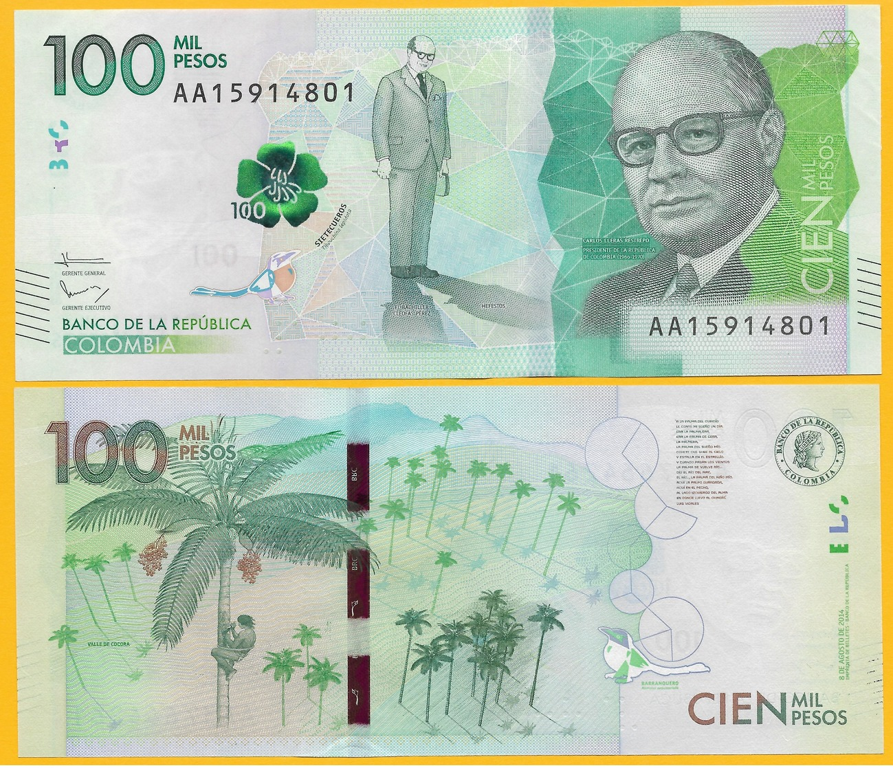 Colombia 100000 (100,000) Pesos P-463 2014 UNC - Colombia