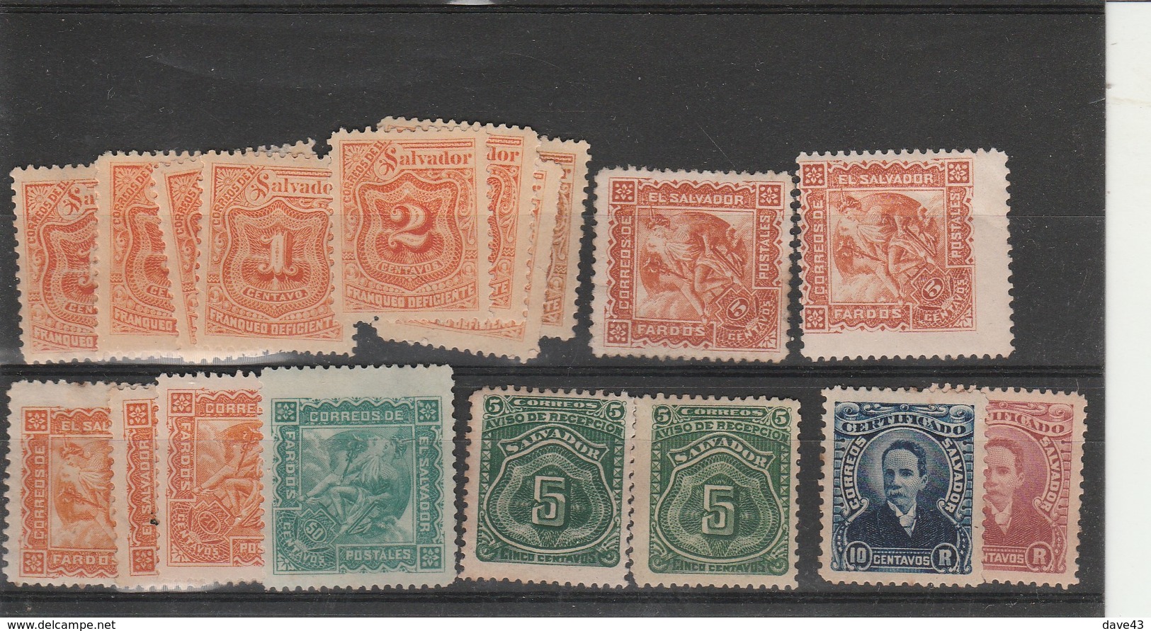 Accumulation Of 1899 Dues + 1895 Parcel Post + 1897 Reg Stamp El Salvador Unused Few Spotted Perfs - El Salvador