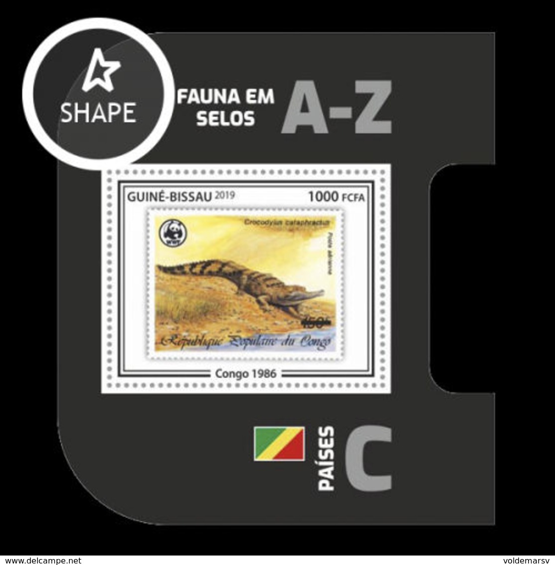 Guinea-Bissau 2019 Mih. 10580 (Bl.1825) Fauna. WWF Stamps On Stamps. Congo. Dwarf Crocodile MNH ** - Guinea-Bissau
