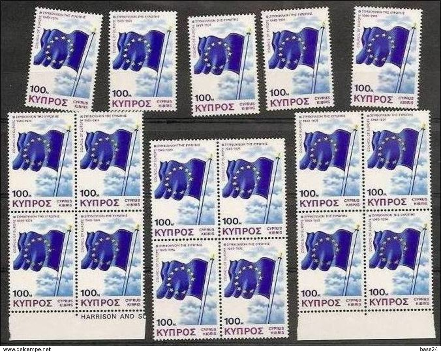 1975 Cipro Cyprus 25° CONCILIO D'EUROPA  COUNCIL OF EUROPE 17 Serie (419): 3 Quartine+5 MNH** - Nuovi