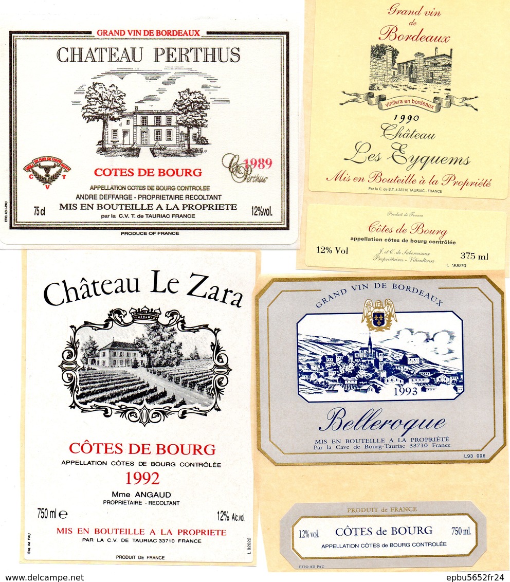Lot De 12 étiquettes Cotes De Bourg Différentes  Toutes Autocollantes - Bordeaux