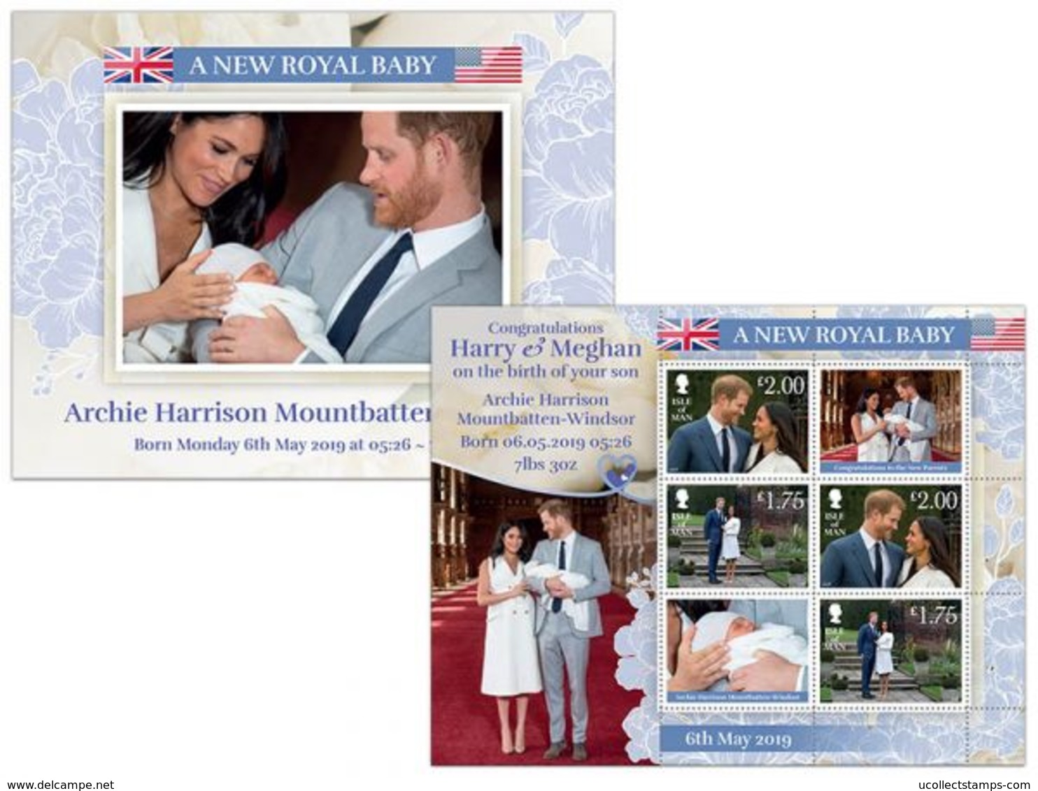 Isle Of MAN 2019 PRINS HARRY MEGAN MARKLE ROYAL BABY ARCHIE  VELLETJE SHEETLET PRESALE  15 JUNI 2019 Postfris/mnh/neuf - Ongebruikt