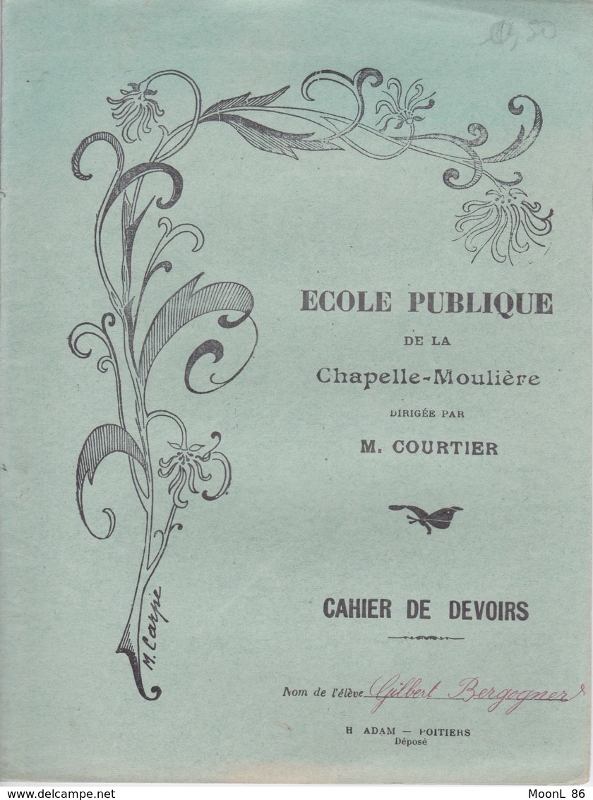 86 - PROTEGE-CAHIER - ECOLE DE LA CHAPELLE MOULIERE - CAHIER DE DEVOIRS - Protège-cahiers