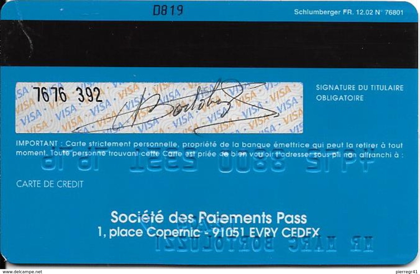 -CARTE+-PUCE-MAGNETIQUE-CB-SOCIETE DES PAIEMENTS PASS-VISA-Exp12/04-SCHLUMBERGER-12/02/-TBE-RARE - Cartes Bancaires Jetables