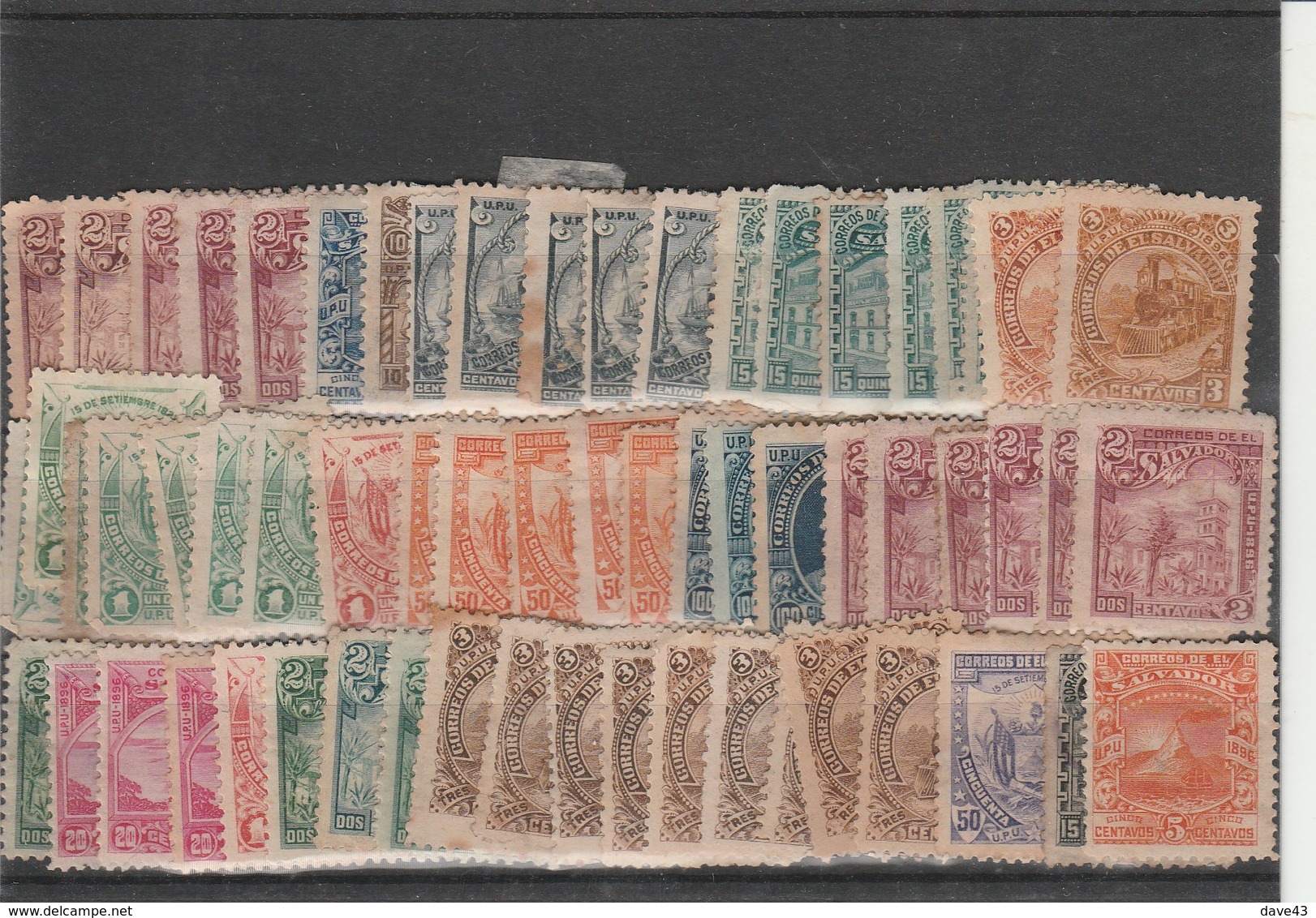 Accumulation Of 1896 Issues Of El Salvador Unused, Few Toned Perfs - El Salvador