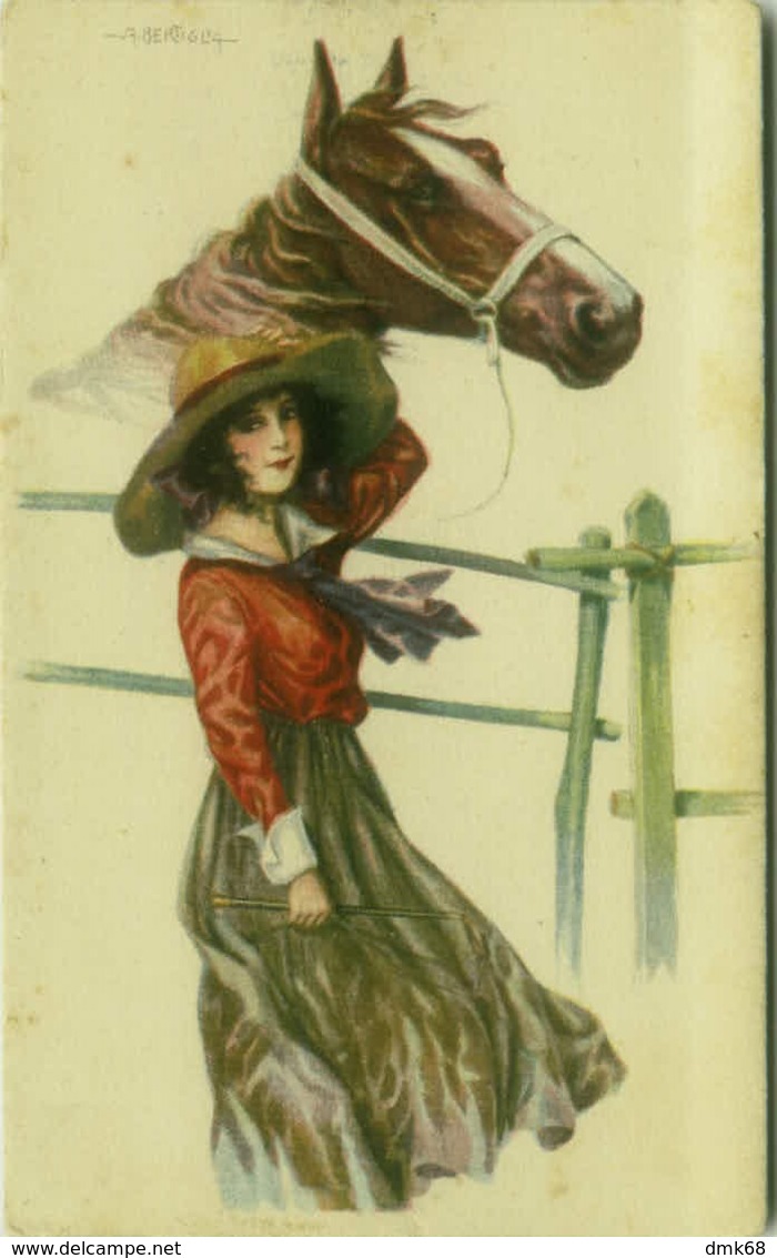 BERTIGLIA SIGNED 1910s POSTCARD - WOMAN WITH HORSE -  N. 2151 (BG337) - Bertiglia, A.